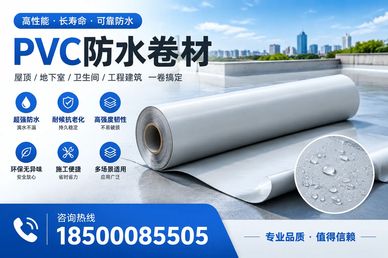 PVC防水卷材的防水效果评测,适合铁门关的科学依据